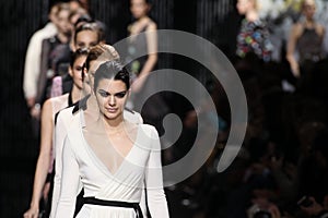 Models walk the runway at the Diane Von Furstenberg fashion show during MBFW Fall 2015