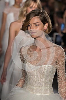 Models walk the runway finale during the Amsale Bridal Spring 2020 fashion collection