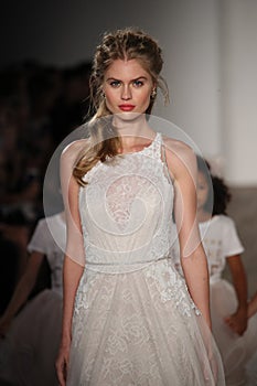 Models walk the runway finale for Blush by Hayley Paige Bridal show Fall/Winter 2018 Collection