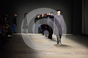 Models walk the runway finale during the Robert Geller NYFW: Mens show