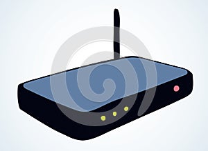 Modem with antenna. Vector drawing