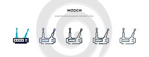 Modem icon in different style vector illustration. two colored and black modem vector icons designed in filled, outline, line and