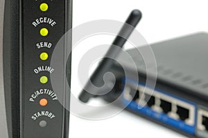 Modem lights and router