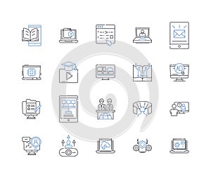 modem line icons collection. Connection, Transmit, Receive, Signal, Ethernet, Broadband, Dial-up vector and linear