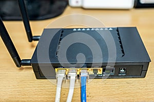 Modem router network hub with cable connecting