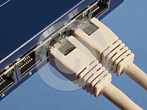 Modem router switch with RJ45 ethernet plug ports