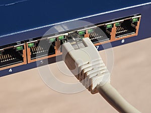 Modem router switch with RJ45 ethernet plug ports