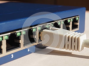 Modem router switch with RJ45 ethernet plug ports