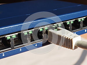 Modem router switch with RJ45 ethernet plug ports