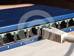 Modem router switch with RJ45 ethernet plug ports