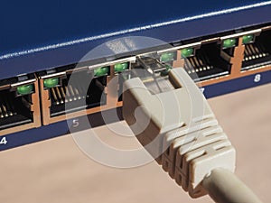 Modem router switch with RJ45 ethernet plug ports