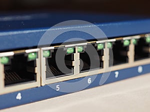 Modem router switch with RJ45 ethernet plug ports