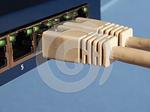 Modem router switch with RJ45 ethernet plug ports