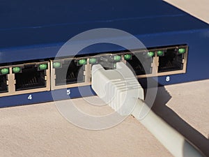 Modem router switch with RJ45 ethernet plug ports