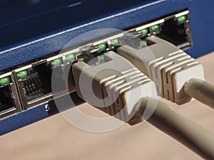 Modem router switch with RJ45 ethernet plug ports