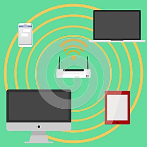The modem transmits the wi-fi signal