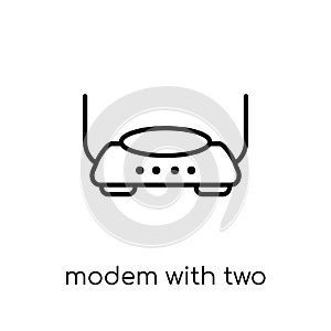 Modem with Two Antenna icon. Trendy modern flat linear vector Mo