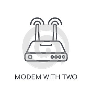 Modem with Two Antenna linear icon. Modern outline Modem with Tw