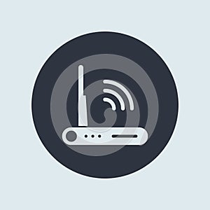 Modem vector icon, wifi router symbol. Modern, simple flat vector illustration on round for web site or mobile app