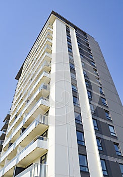 Moden flat apartment building, skyscraper photo
