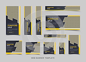 Moden furniture sale web banner template set, vertical google web banner design or social media cover ads banner