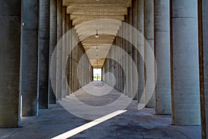 Modena, Italy - Architectural view of San Cataldo cemetery by Aldo Rossi and Gianni Braghieri Architects.