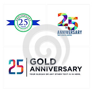 Modern 25th anniversary celebration colorful logo design