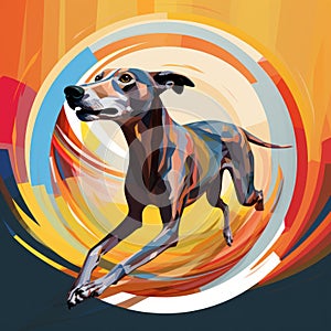 modern 2D illustration of a running greyhound