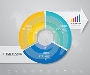 Modern 3 steps pie chart/ circle chart with arrow infographics design element.