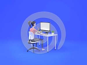 Modern 3d character web development isometric illustration. Learning programming languages. Concept for online courses