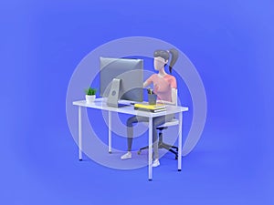 Modern 3d character web development isometric illustration. Learning programming languages. Concept for online courses