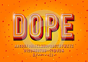 Modern 3d display font design, alphabet, letters and numbers. Vector