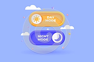 Modern 3d illustration of Day and night mode switch