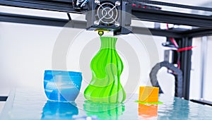 Modern 3D printing. 3d printer mechanism working yelement design of the device during the processes.