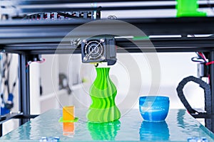 Modern 3D printing. 3d printer mechanism working yelement design of the device during the processes.