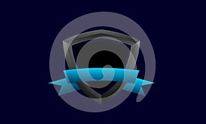 Modern 3d shield or badge blue modern logo symbol icon vector graphic design