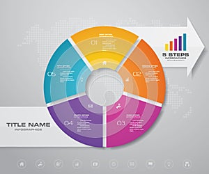 Modern 5 steps pie chart/ circle chart with arrow infographics design element.