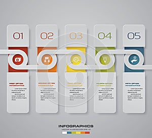 Modern 5 steps process. Simple&Editable abstract design element. EPS10.