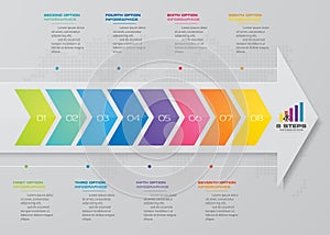 Modern 8 steps arrow chart design element. EPS10.