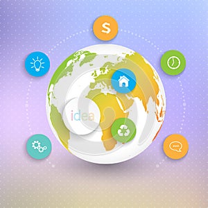 Modern Abstract 3D globes template infographic