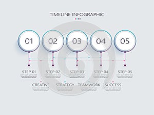 Modern abstract 3D infographic template with steps for success. Business circle template with options for brochure, diagram