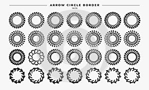 Modern abstract arrow line circle border set. Digital pointer arrow round border