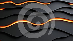 A modern abstract art background with 3D art concepts, simple black wavy shapes.