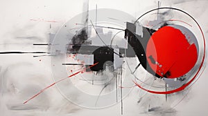 Modern Abstract Art: Red, Black, And White Industrial Paintings