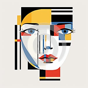 Modern Abstract Artistic Woman Face With Colored Squares