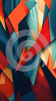 Modern Abstract Artwork with Sharp Angular Shapes and Soft Curves AI Generated