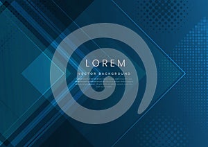 Modern abstract background blue gradient arrow shape overlapping layer with halftone effect