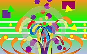 Modern abstract background, composition made of various rounded shapes in color. Vector illustration. fireworks