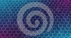 Digital glowing hexagonal grid pattern with vibrant blue gradient