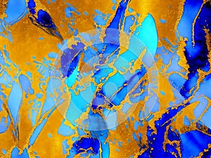 Modern abstract background gold texture and blue watercolor patterns, Ai Generative